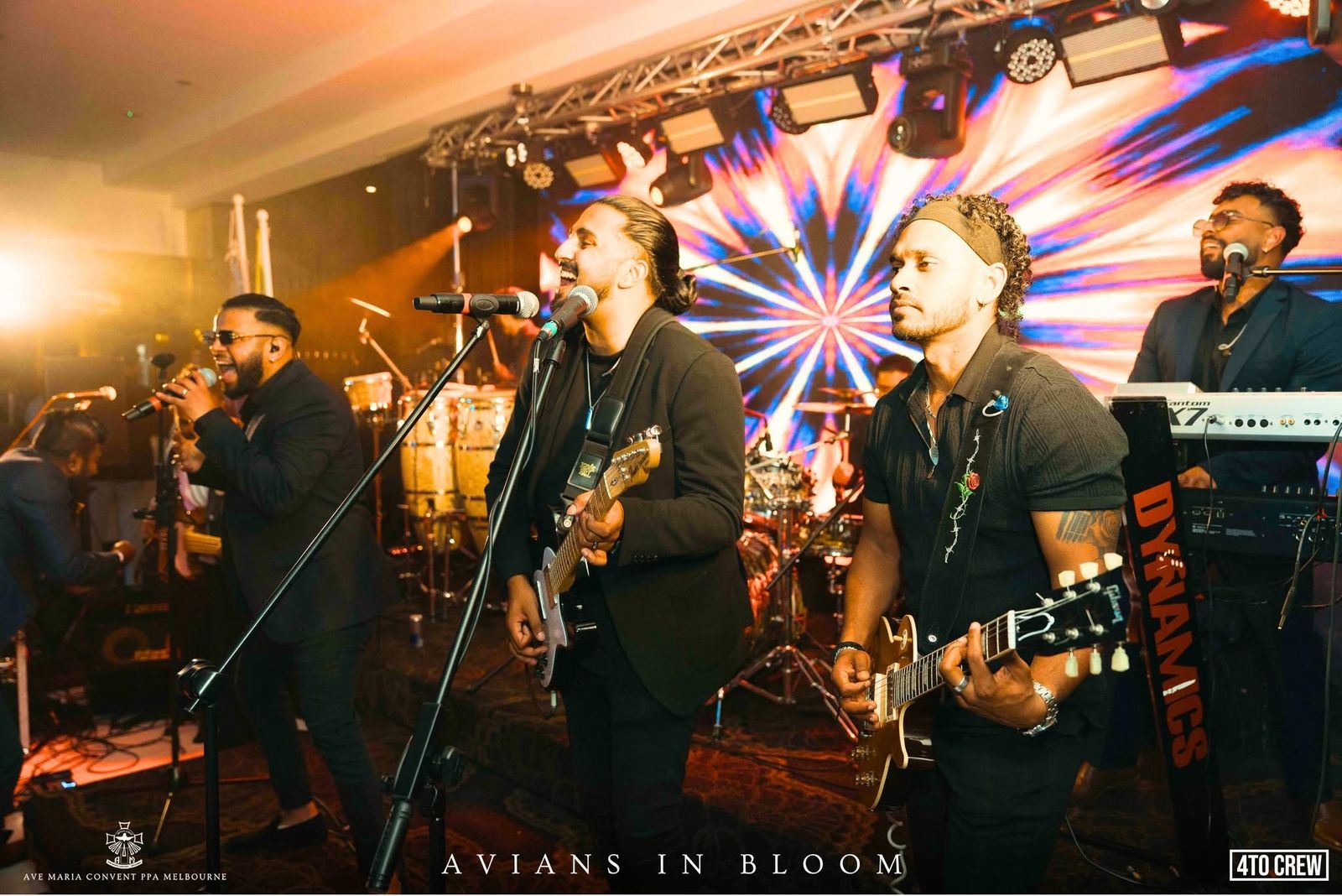 Dynamics live band performing at Avians in Bloom 2025