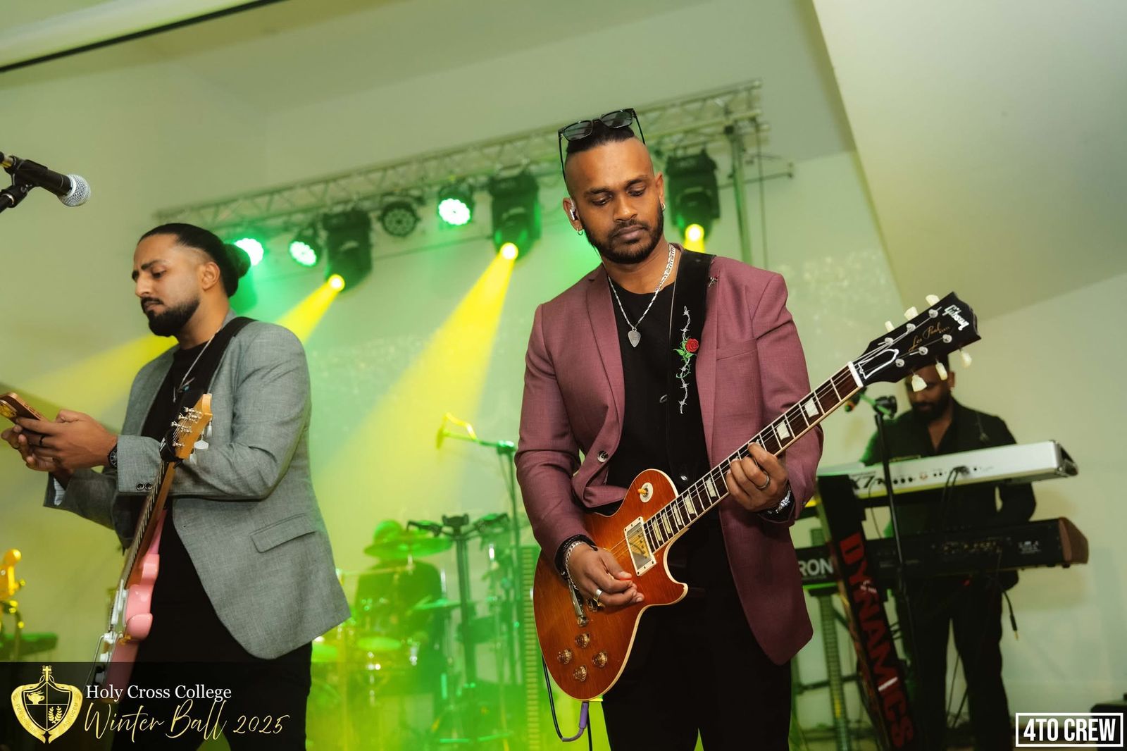 Dynamics live band performing at HCC Winter Ball 2025, Holy Cross College PPA