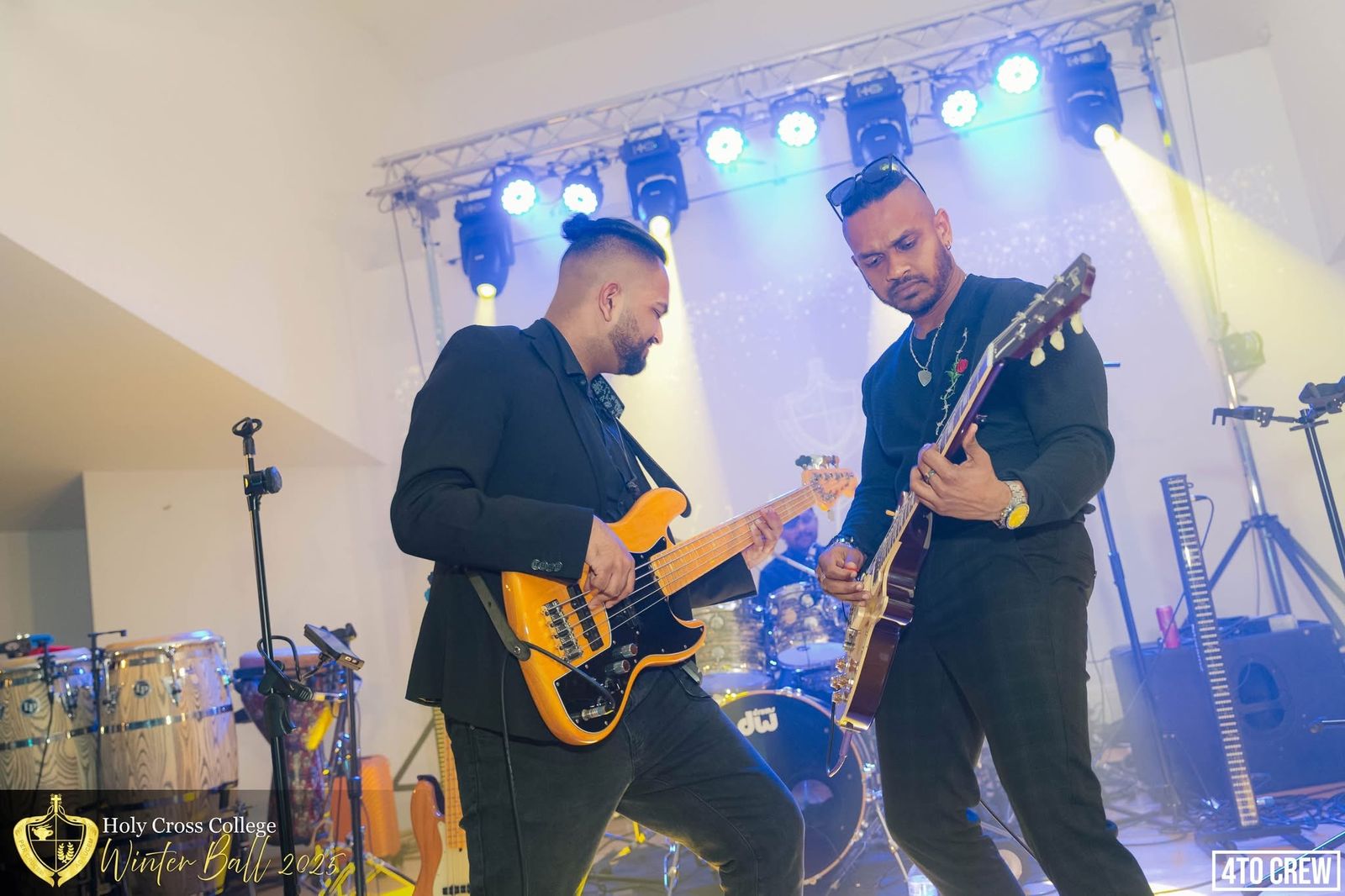 Dynamics live band performing at HCC Winter Ball 2025, Holy Cross College PPA