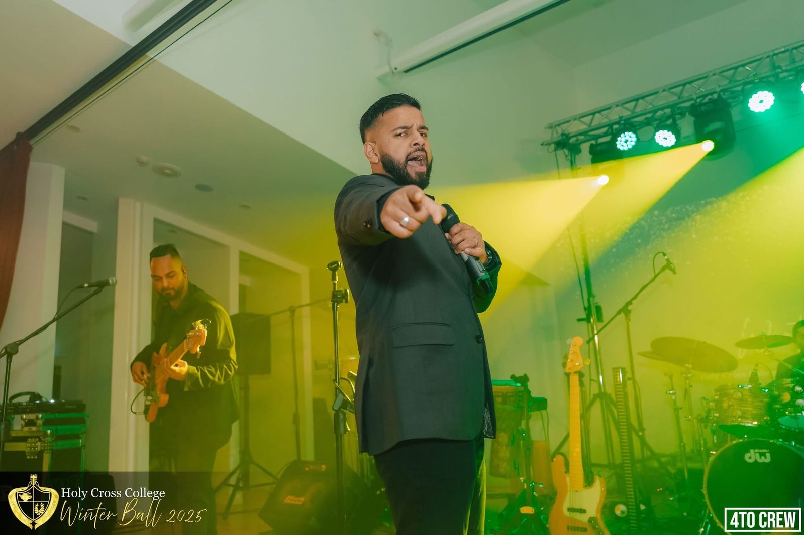 Dynamics live band performing at HCC Winter Ball 2025, Holy Cross College PPA