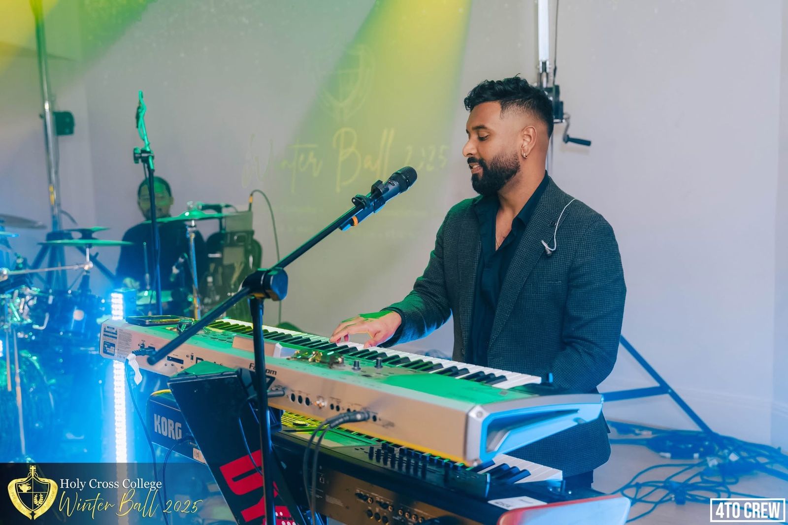 Dynamics live band performing at HCC Winter Ball 2025, Holy Cross College PPA
