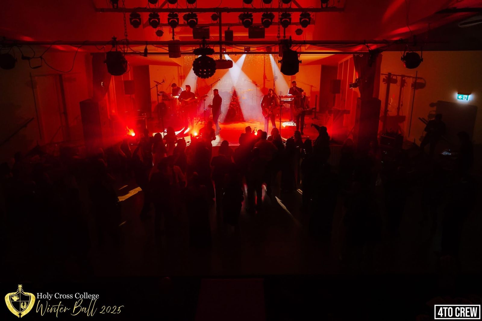 Dynamics live band performing at HCC Winter Ball 2025, Holy Cross College PPA