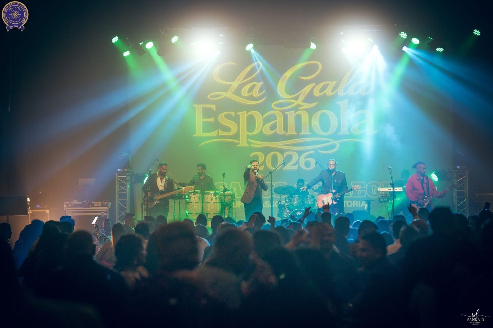 Dynamics live band performing at La Gala Espanola 2026, Musaeus College PPA Victoria