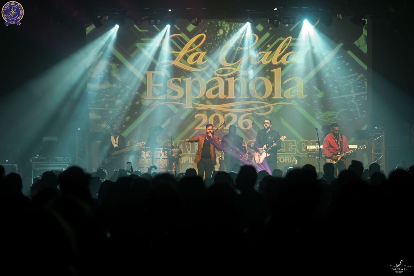 Dynamics live band performing at La Gala Espanola 2026, Musaeus College PPA Victoria