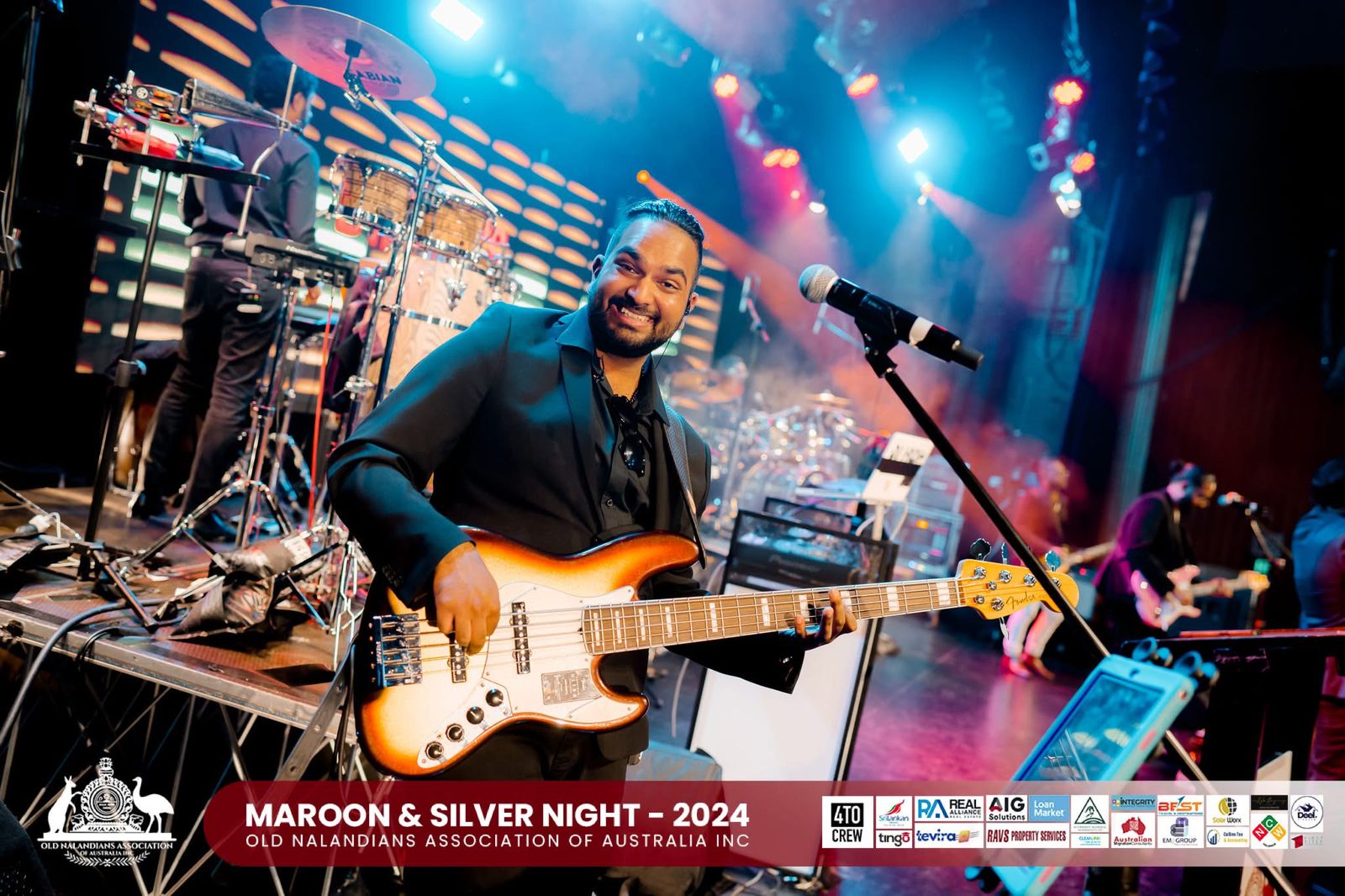 Dynamics live band performing at Maroon and Silver Night 2024, Nalanda College OBA Victoria