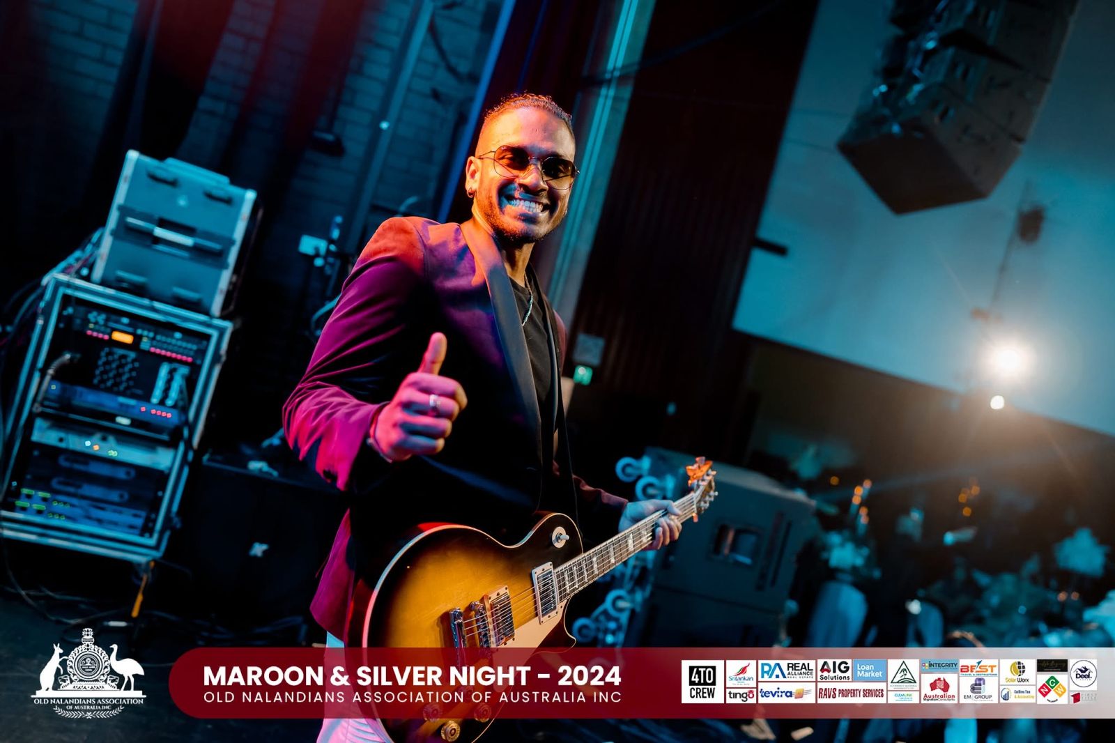 Dynamics live band performing at Maroon and Silver Night 2024, Nalanda College OBA Victoria